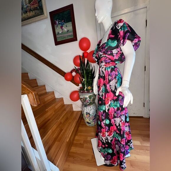 Delfi Puff-Sleeve Floral Printed Maxi Dress - Picture 6 of 7